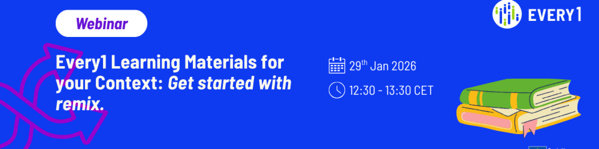 Banner with title and date of webinar